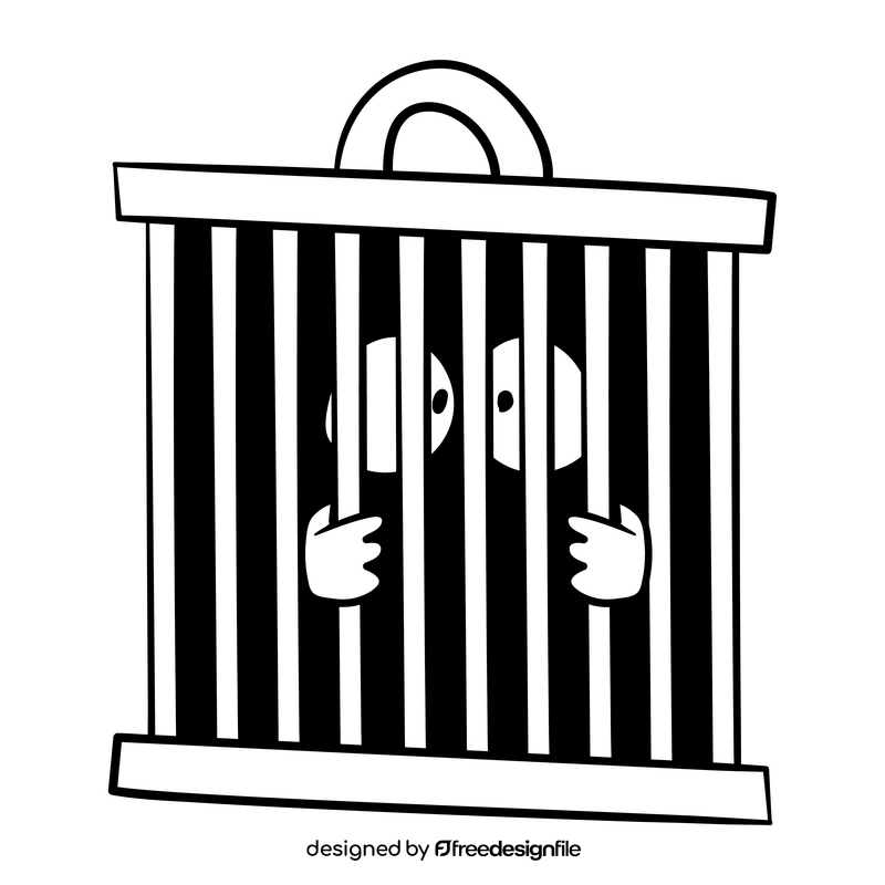 Jail cartoon drawing black and white clipart