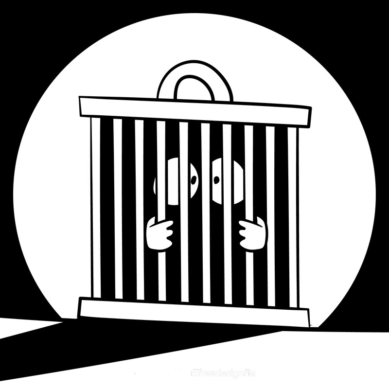 Jail cartoon drawing black and white vector