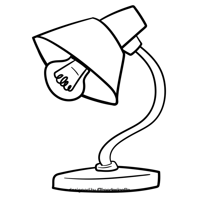 Lamp cartoon drawing black and white clipart