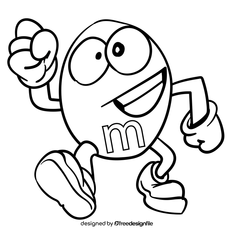 M&ms cartoon drawing black and white clipart