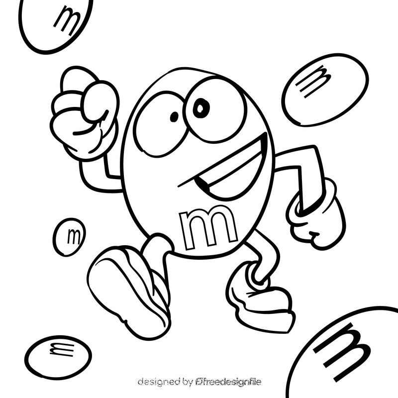 M&ms cartoon drawing black and white vector