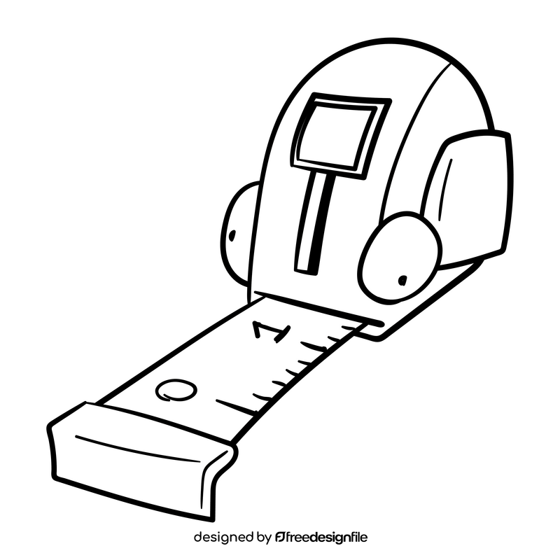 Measure tape cartoon drawing black and white clipart