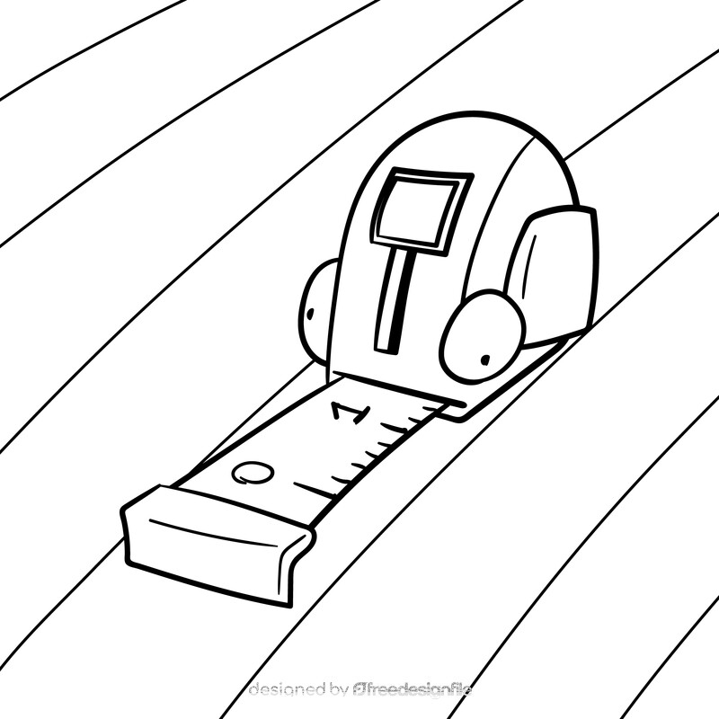 Measure tape cartoon drawing black and white vector