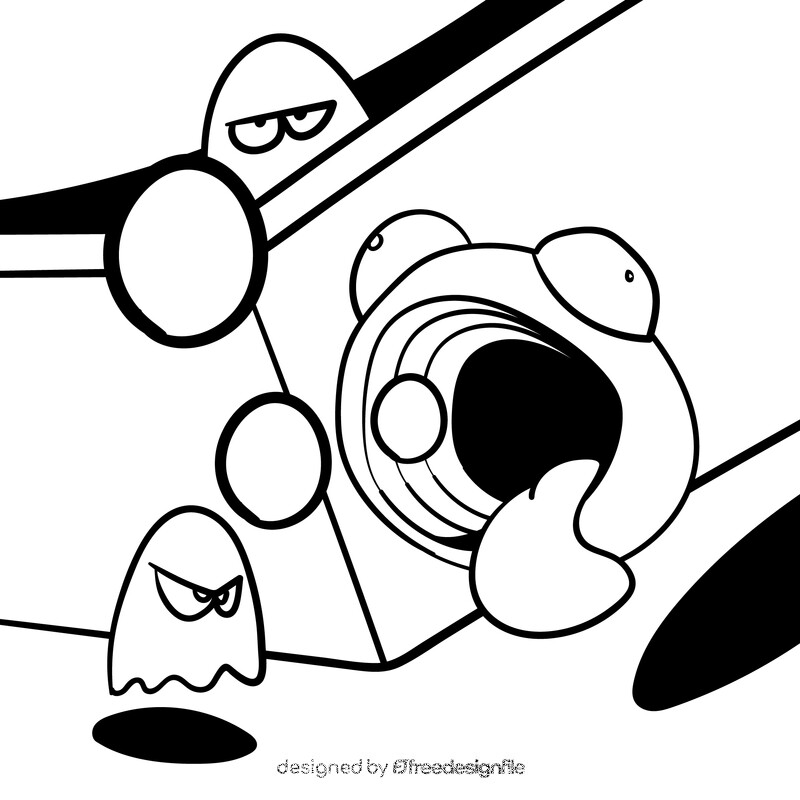 Pac man cartoon drawing black and white vector