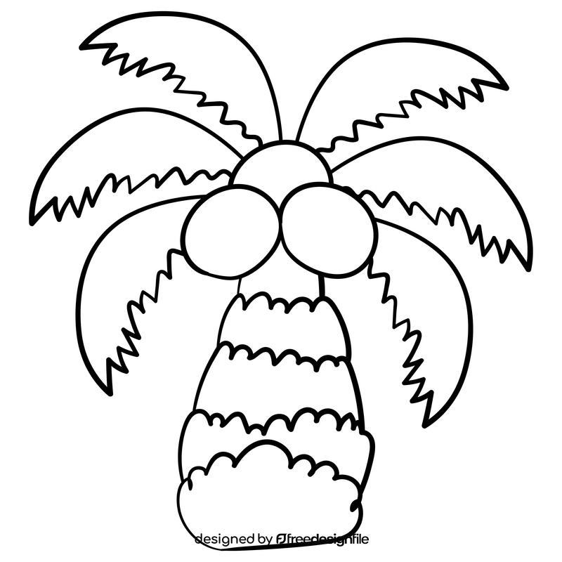 Palm tree cartoon drawing black and white clipart