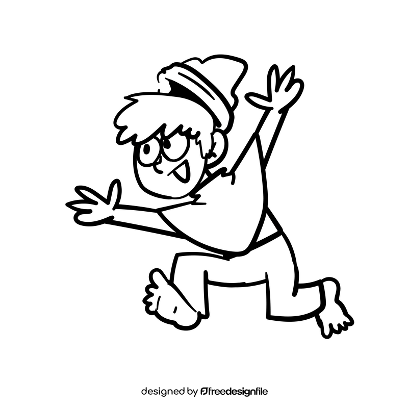 Peter Pan cartoon drawing black and white clipart