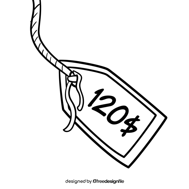 Price tag cartoon drawing black and white clipart