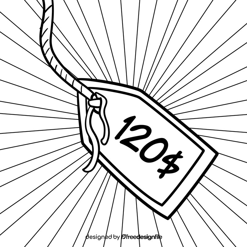 Price tag cartoon drawing black and white vector