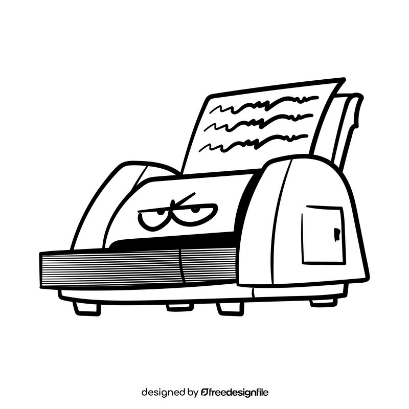 Printer cartoon drawing black and white clipart