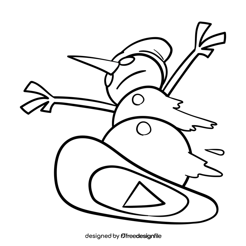 Snowboard cartoon drawing black and white clipart