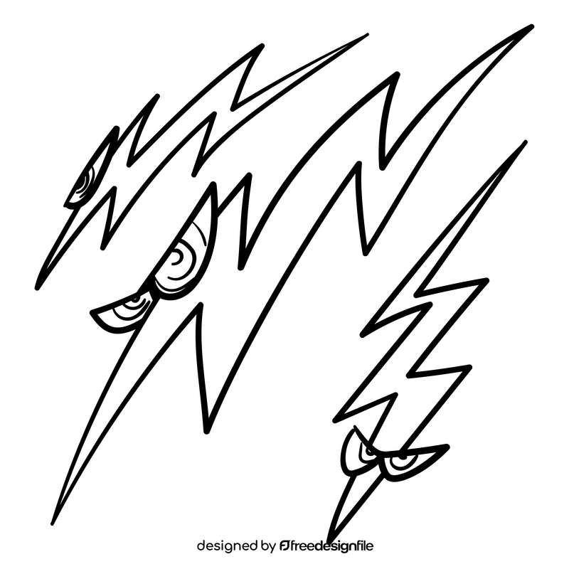 Thunder cartoon black and white clipart