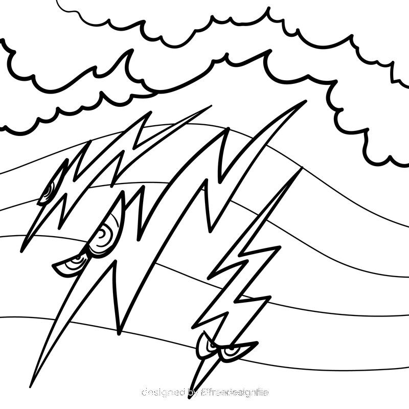 Thunder cartoon drawing black and white vector