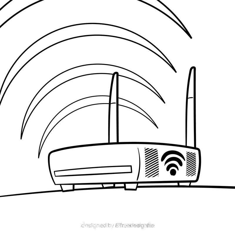 Wi fi cartoon drawing black and white vector