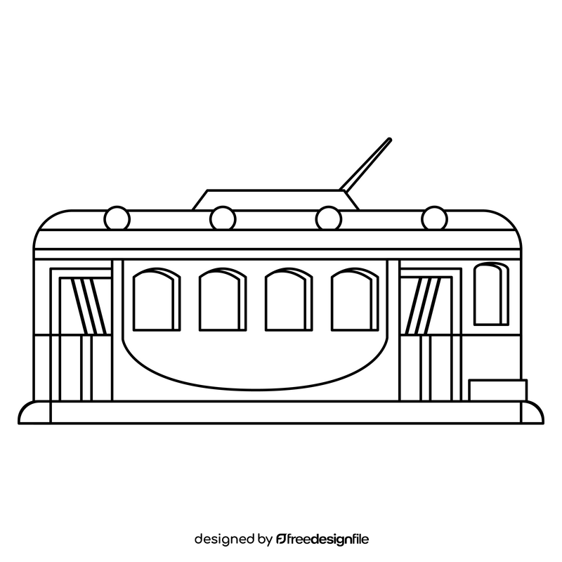 Portugal tram black and white clipart