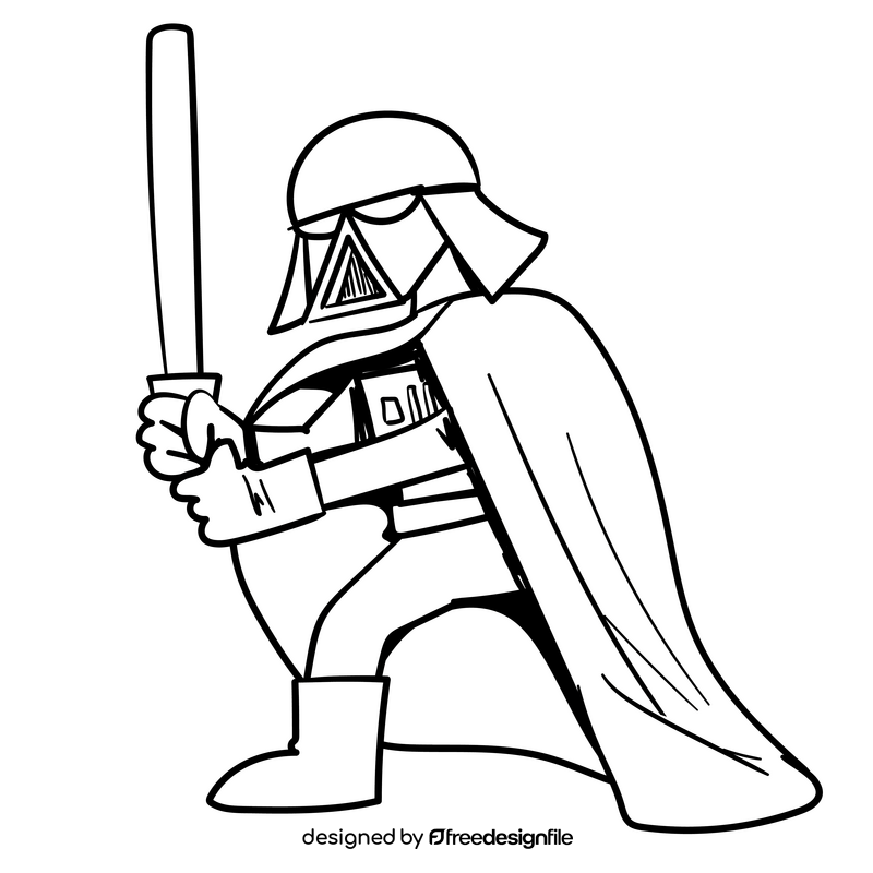 Darth vader cartoon drawing black and white clipart