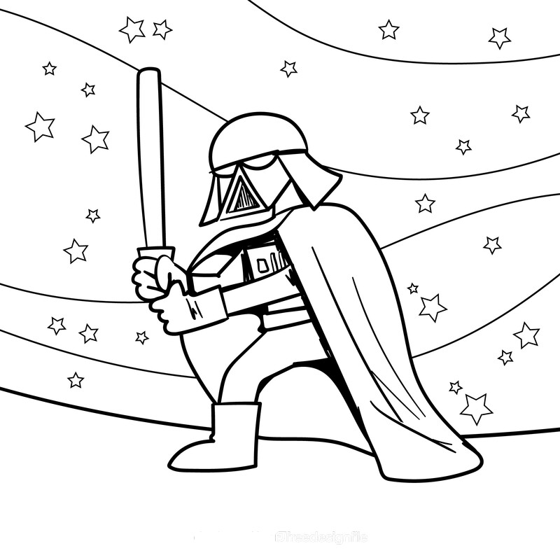 Darth vader cartoon drawing black and white vector