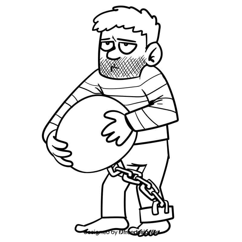 Prisoner cartoon black and white clipart