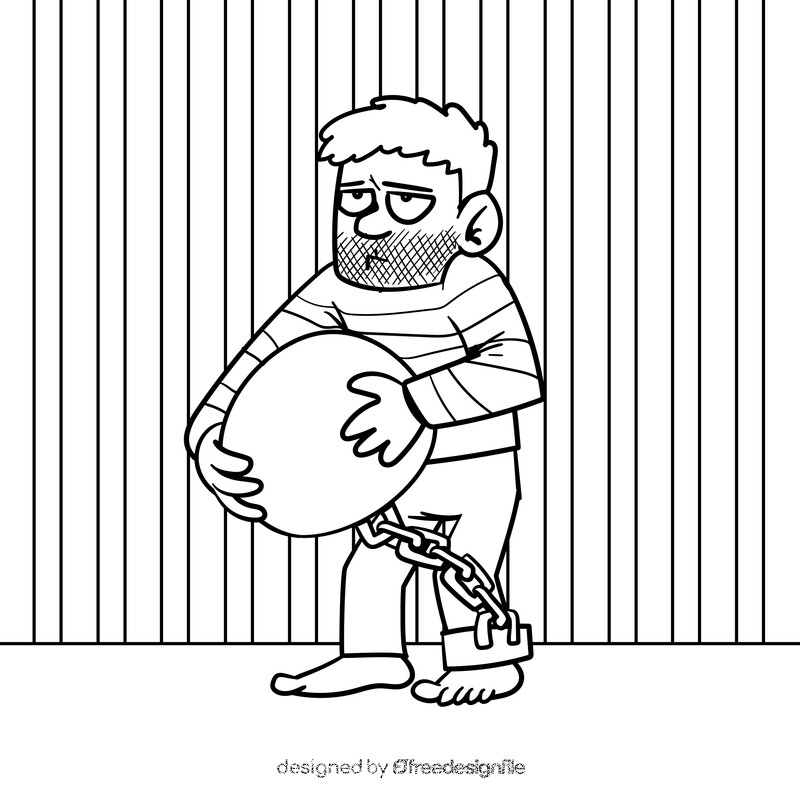 Prisoner cartoon drawing black and white vector