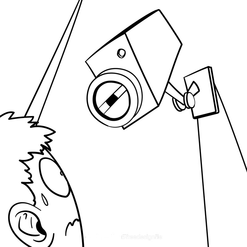 Video camera cartoon drawing black and white vector