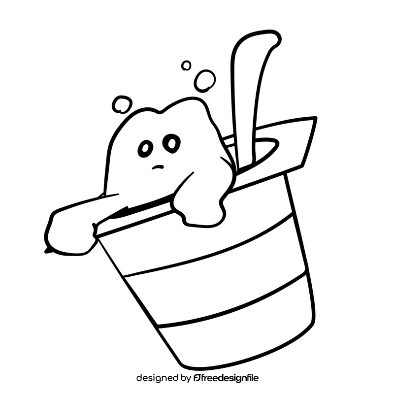 Yogurt cartoon drawing black and white clipart