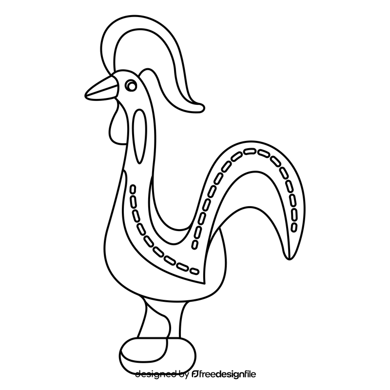 Rooster of Barcelos black and white clipart