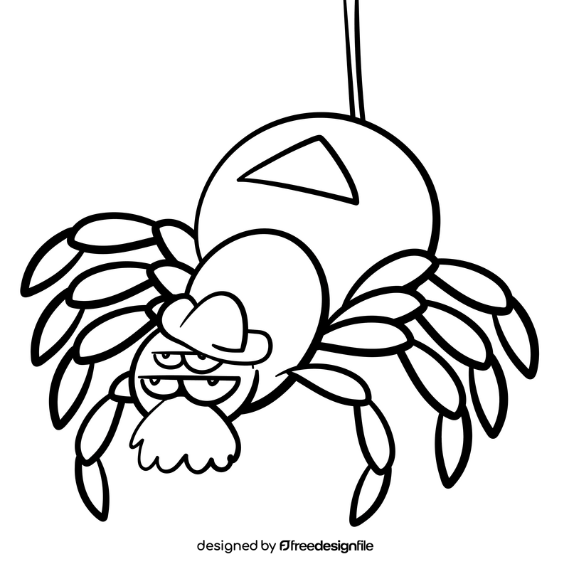 Spider cartoon drawing black and white clipart