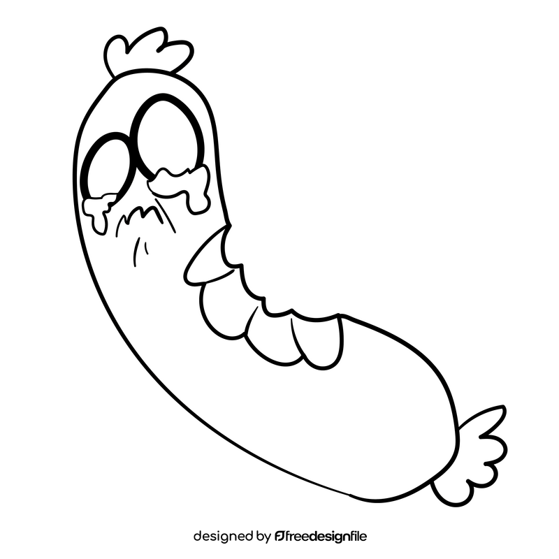 Sausage cartoon drawing black and white clipart