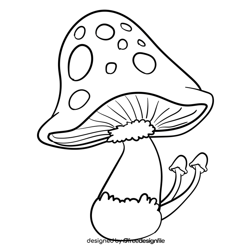 Mushroom cartoon black and white clipart