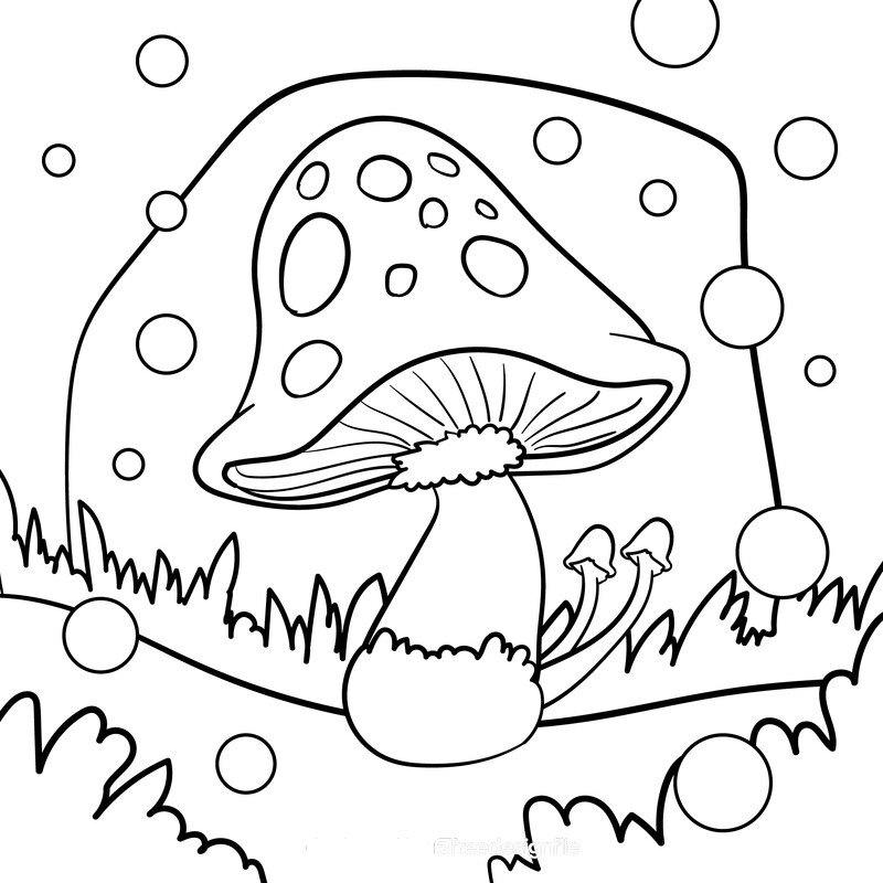 Mushroom cartoon drawing black and white vector