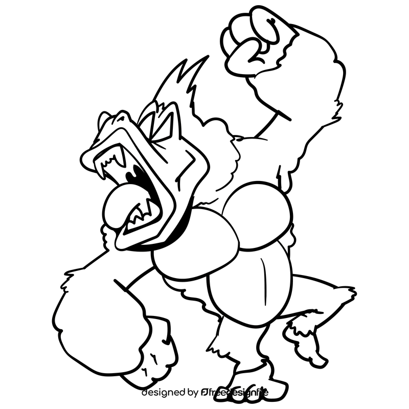 King Kong cartoon drawing black and white clipart