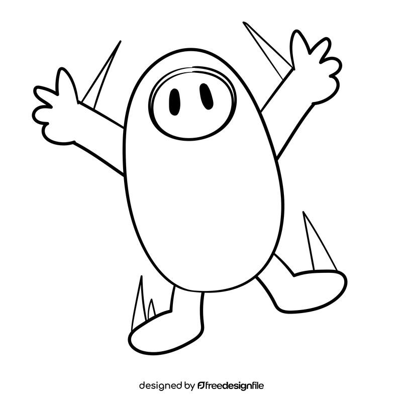 Fall Guys cartoon drawing black and white clipart