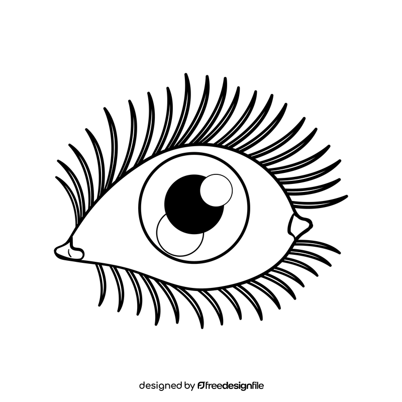 Eyelash cartoon drawing black and white clipart