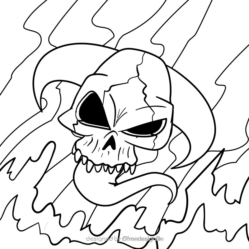 Evil Skull cartoon drawing black and white vector