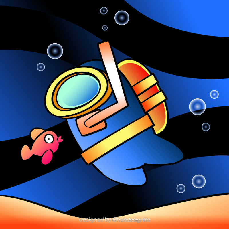 Diver cartoon vector