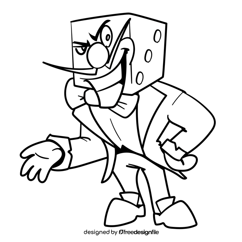 Dice cartoon drawing black and white clipart