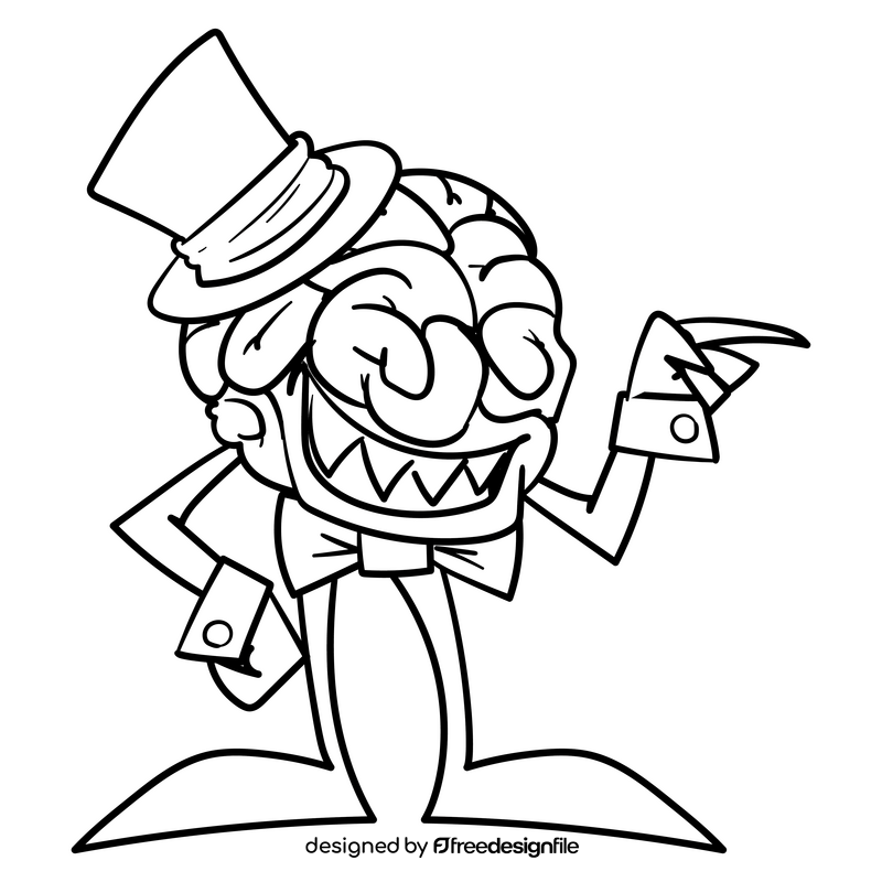 Brain cartoon drawing black and white clipart