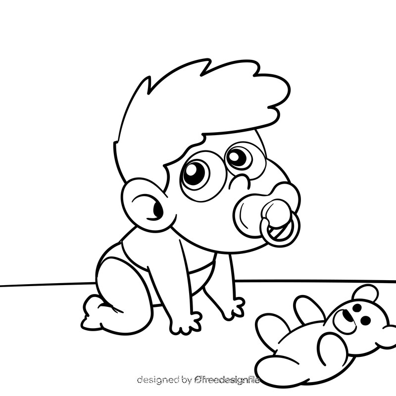 Baby boy cartoon drawing black and white vector