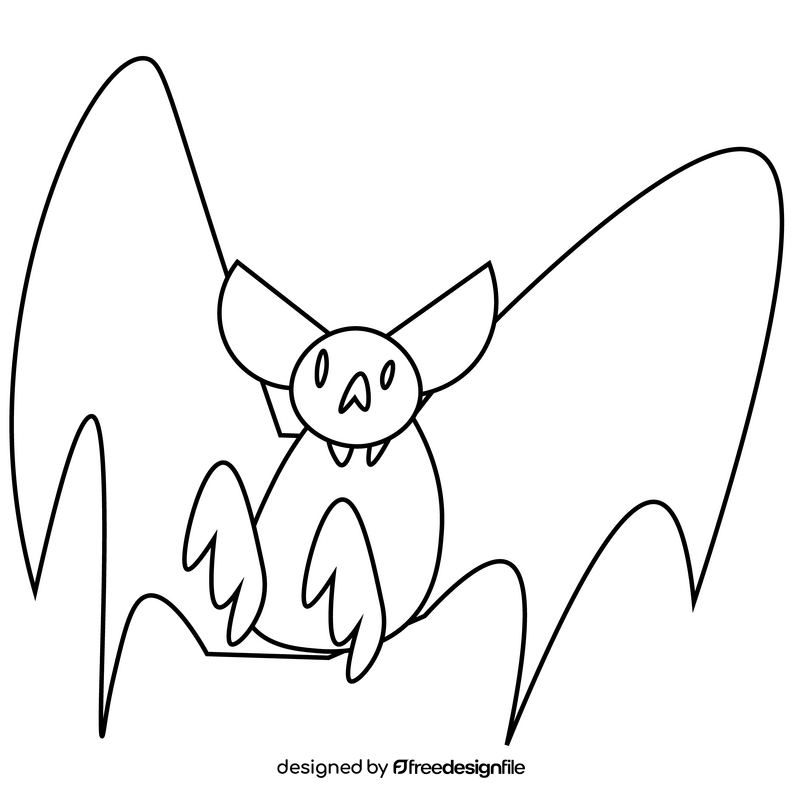Scary cartoon bat black and white clipart