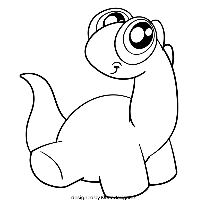 Baby dino cartoon drawing black and white clipart