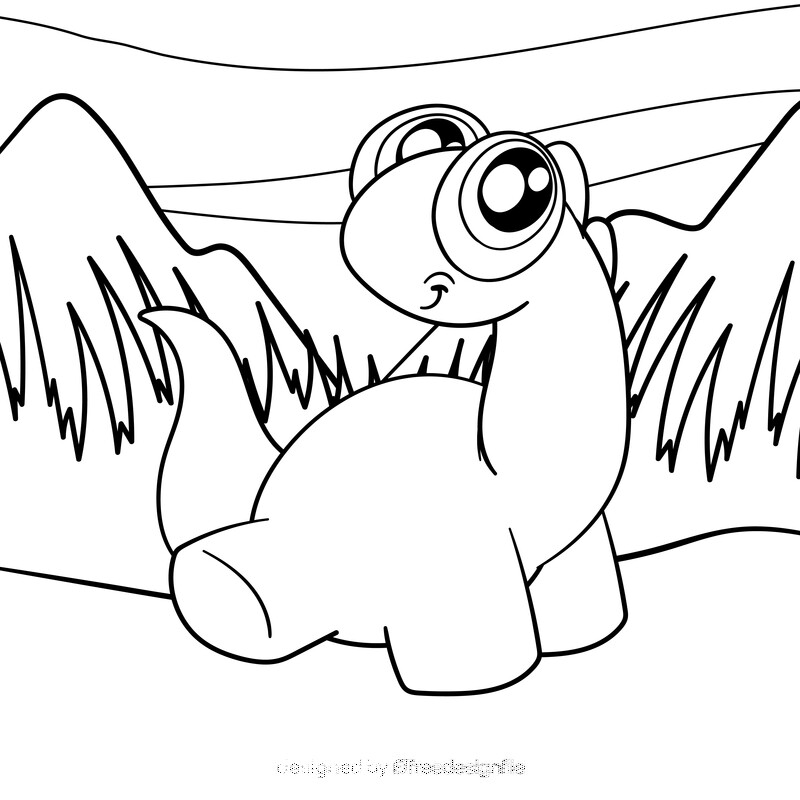 Baby dino cartoon drawing black and white vector