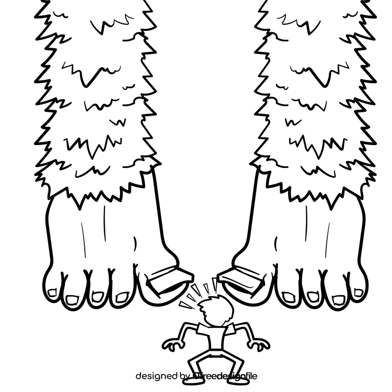 Bigfoot cartoon drawing black and white clipart