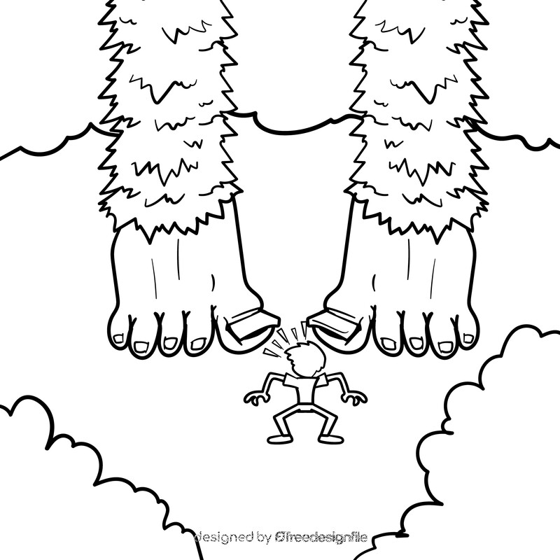 Bigfoot cartoon drawing black and white vector