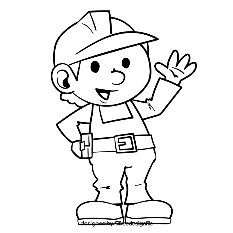 Bob The Builder cartoon drawing black and white clipart