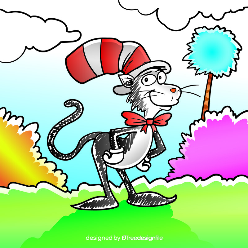 Cat In The Hat cartoon vector