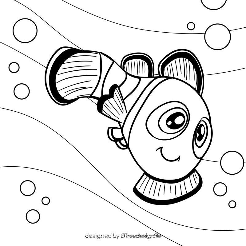 Finding Nemo cartoon drawing black and white vector