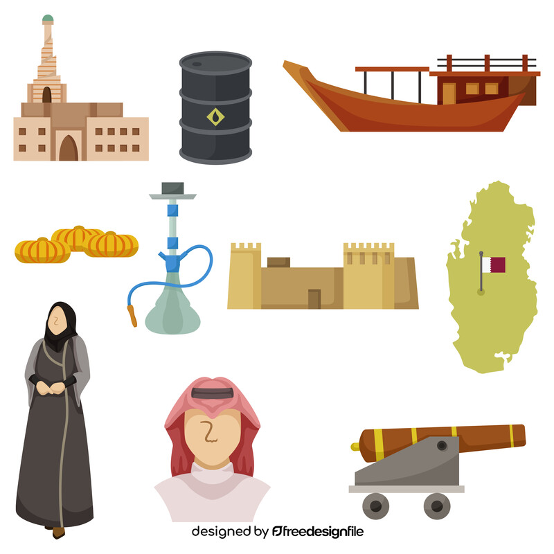 Qatar traditional symbols vector