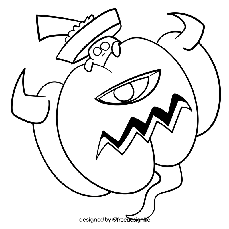 Jack O Lantern cartoon drawing black and white clipart