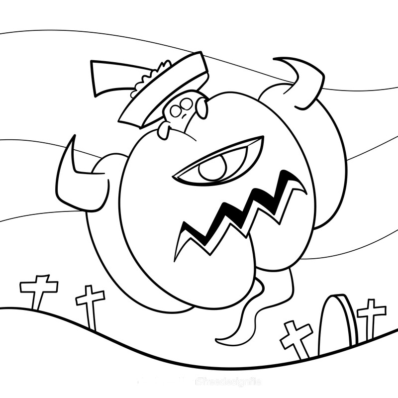 Jack O Lantern cartoon drawing black and white vector