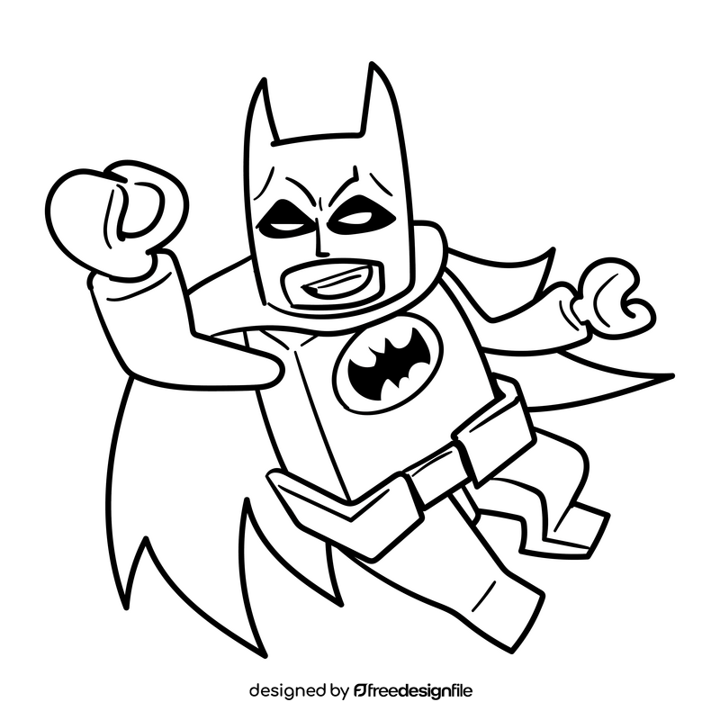 Lego Batman cartoon drawing black and white clipart