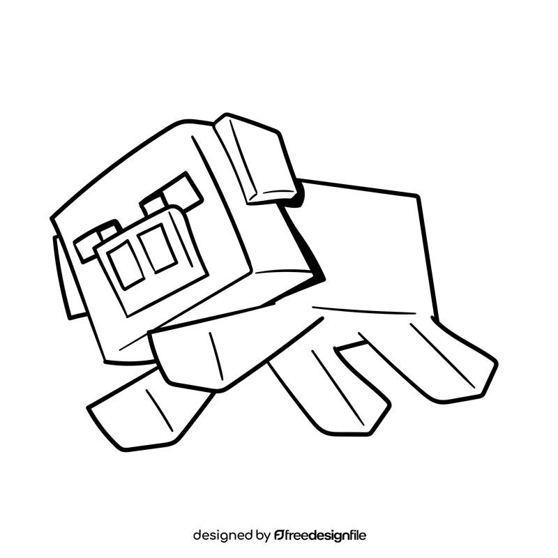 Minecraft cartoon drawing black and white clipart